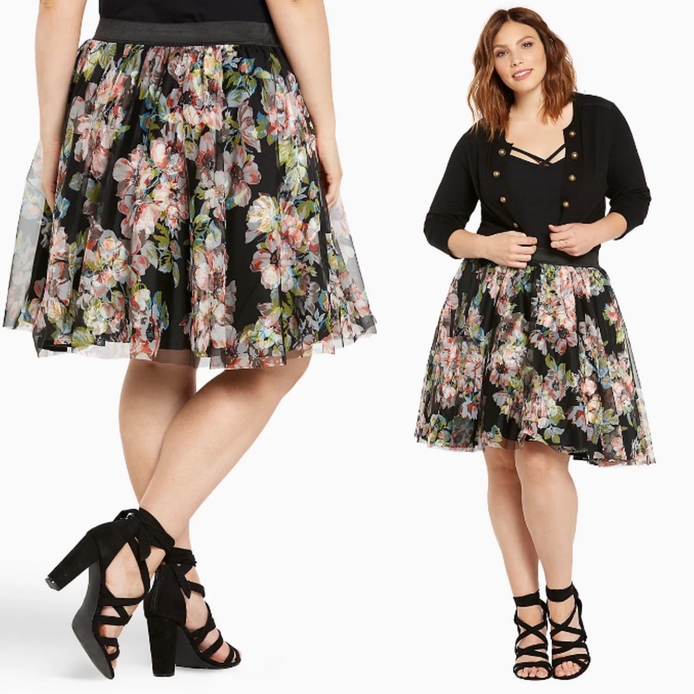 TORRID Floral Print Tulle Skirt